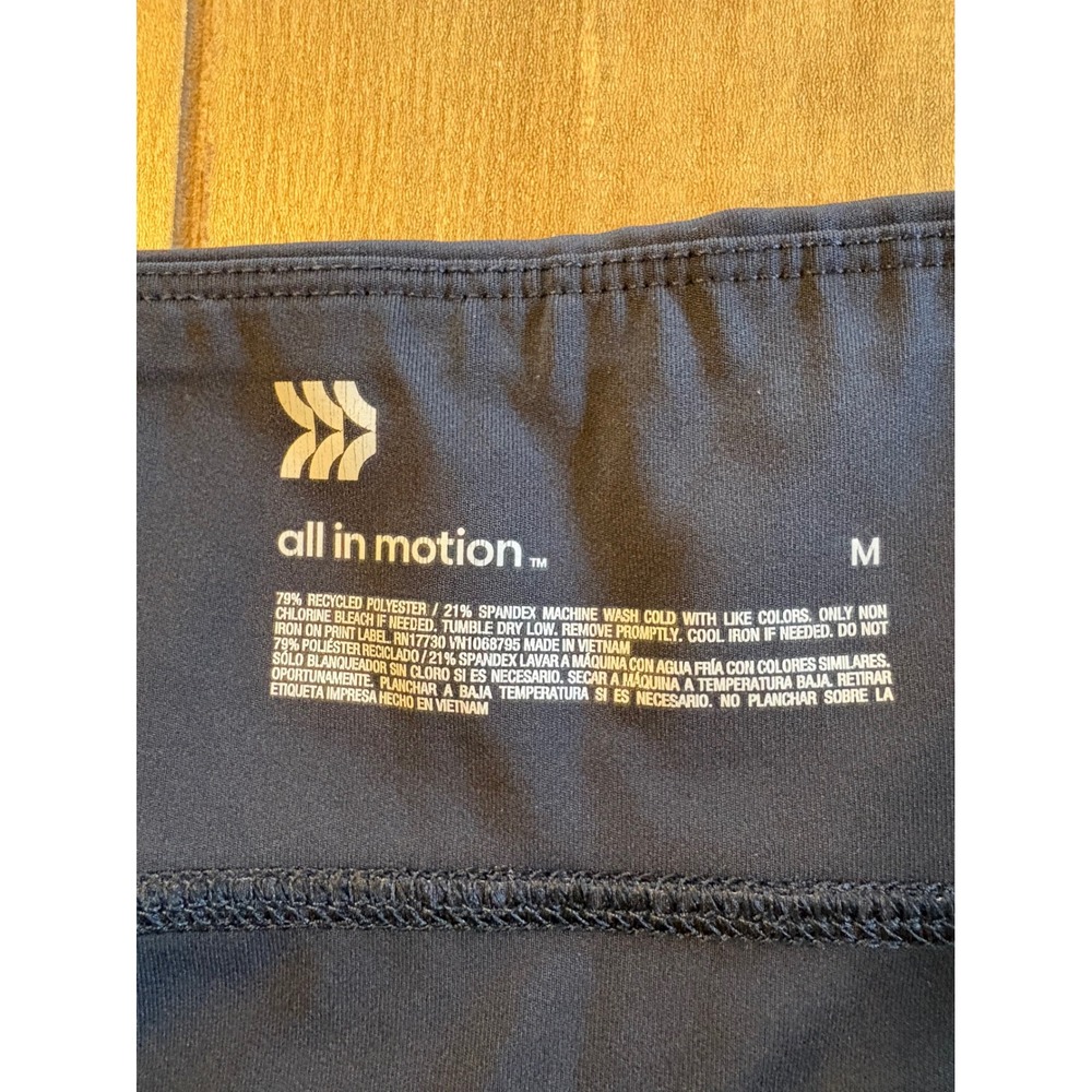 All in Motion Leggings Womens Medium Black Mid Rise Side Pocket Yoga Active - Picture 2 of 9